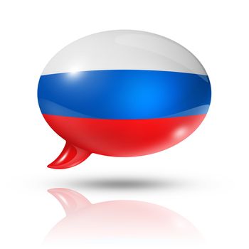 three dimensional Russia flag in a speech bubble isolated on white with clipping path