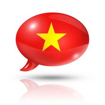 three dimensional Vietnam flag in a speech bubble isolated on white with clipping path