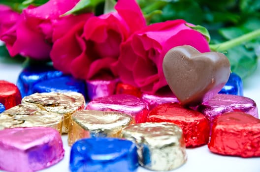 rose and heart chocolate