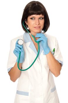 The doctor holding stethoscope in the hand
