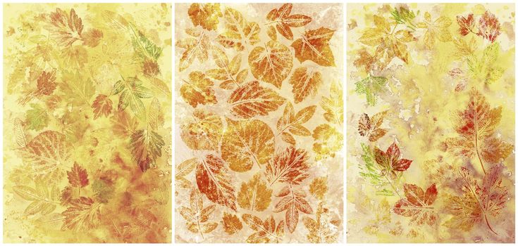 Abstract background, watercolor: leaves, hand painted on a paper