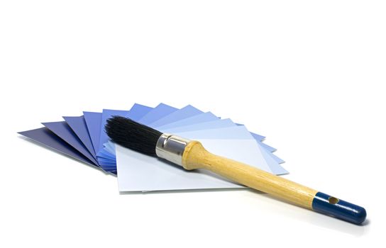 blue color samples of painting with paintbrush