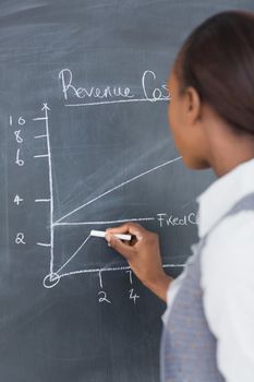 Teacher using a chalk in a classroom
