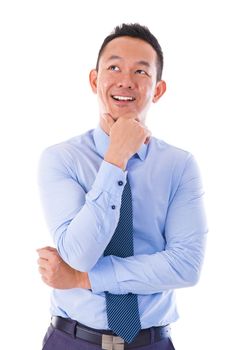 Asian Man thinking over white background