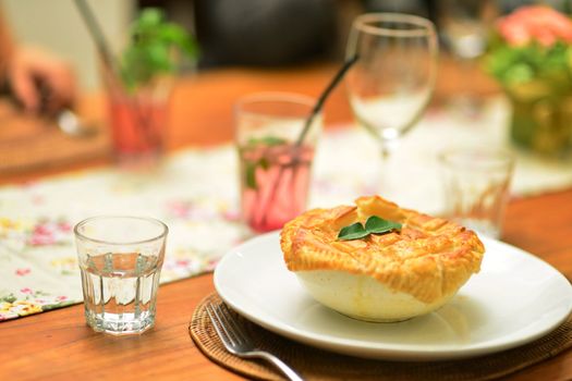 Beef Stew Pie is ready to serve on dining table
