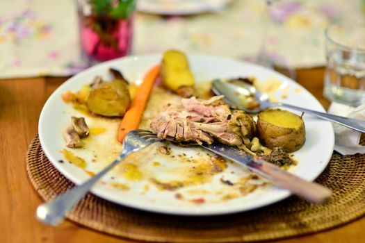 Leftover food on place after partying