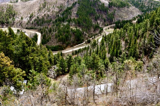 Deadwood hills and road