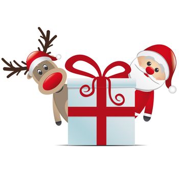 reindeer santa claus christmas gift box red