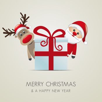 reindeer santa claus christmas gift box red