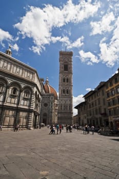 view of the dome and the church of St. Maria Novella in Florence