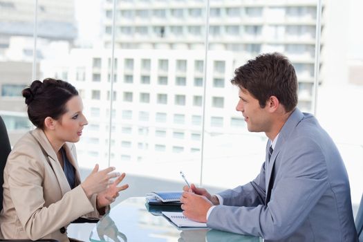 Business team negotiating in a meeting room