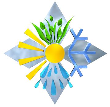Spring, summer, autumn, and winter in stylish icon as symbol of four seasons.