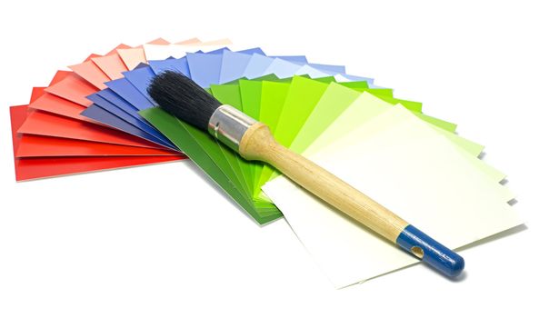 blue color samples of painting with paintbrush
