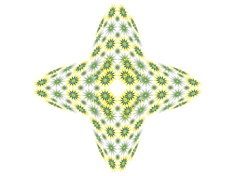 The symmetry cross full of flowers