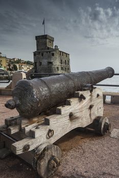 ancient cannon in front of the castle of Rapallo