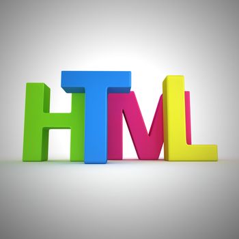 Word "Html" written by multicolored letters