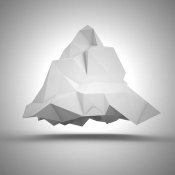 Geometric abstraction - big white crumpled pyramid
