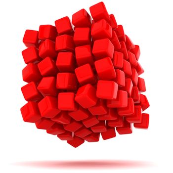 Big red cube falling apart