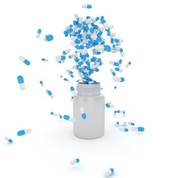 Explosion of blue pills