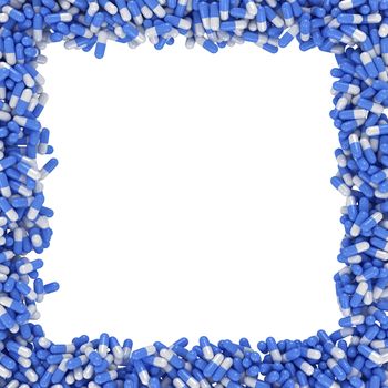 Square frame made from blue capsules