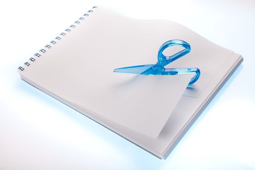 Scissors cutting paper