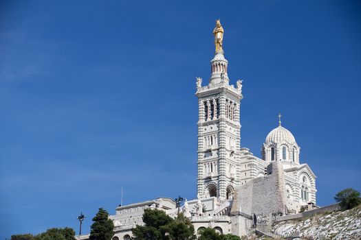 Famous Notre-Dame-de-la-Ga rde on the hill in Marseille in France