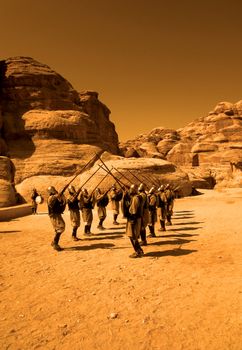 THe guards at Petra the lost City in Jordan                            