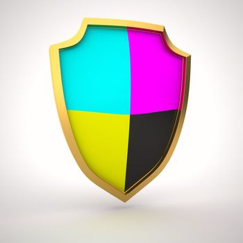 Shield painted with cmyk colors