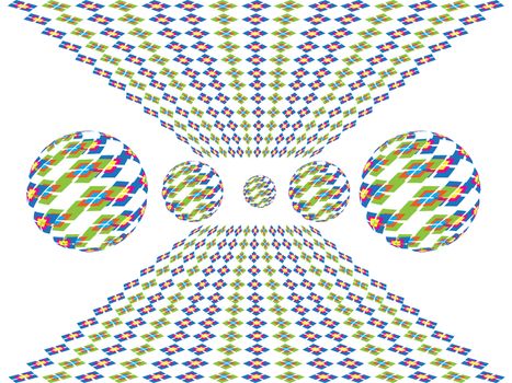 Glass spheres with parallelograms in space