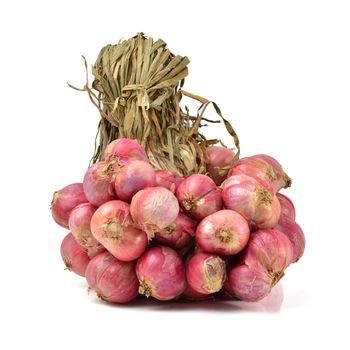 Shallots on white background