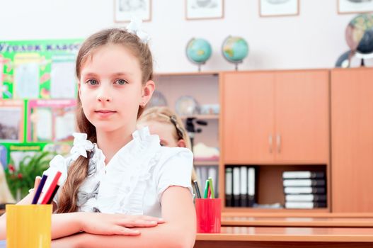 portrait of the girl in the school class