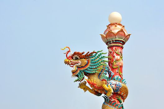 Chinese style dragon statue in Chinese temple