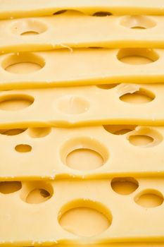 Cheese with big holes, close up
