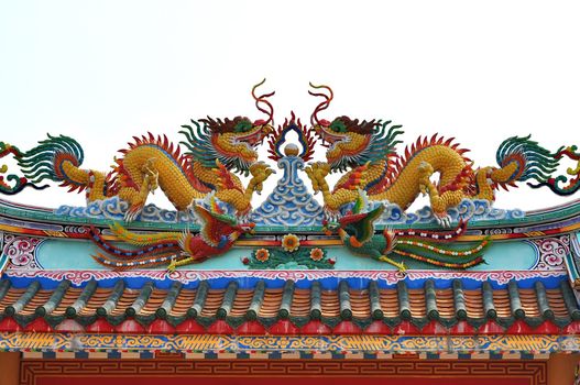 Chinese style dragon statue in Chinese temple