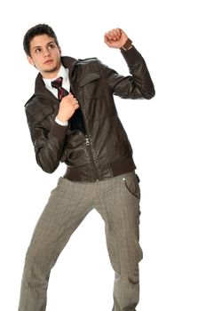 good looking business man standing in the jacket