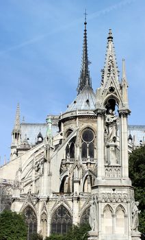 Vertical view of Notre Dame de Paris Cathedral, France