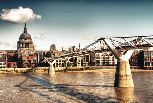 City of London, Millennium bridge and St. Paul's Cathedral - UK