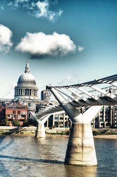 Millennium Bridge and St.Paul's Cathedral in London