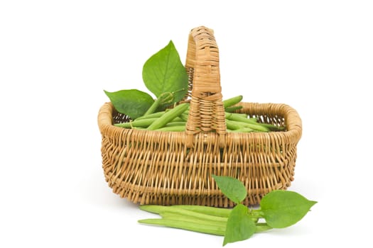 fresh green beans in a basket