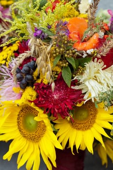 beautiful bouquets of flowers and herbs