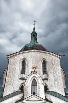 The pilgrimage church Green Hill before big storm - Monument UNESCO