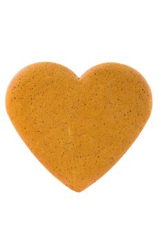 Gingerbread heart isolated on white