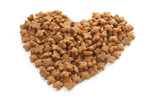 Pet food heart. Pet food in the form of heart.