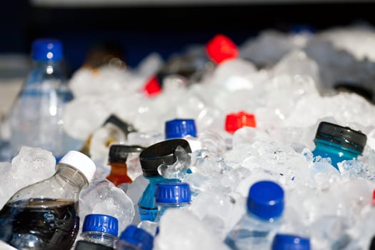 Composition with plastic bottles and ice