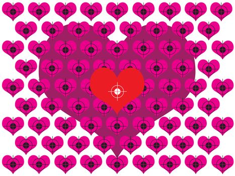Red and pink hearts with targets