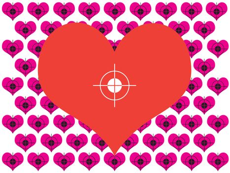 Red and pink hearts with targets