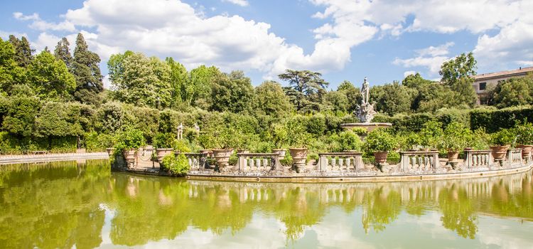 Florence, Italy. Old Boboli Gardens during a sunny day in summer season