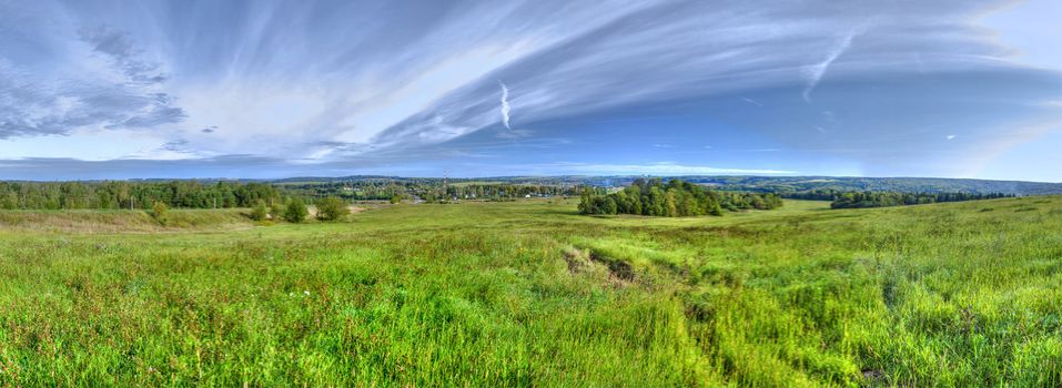 Wood and field near to the city of Dmitrov of Moscow Region, Russia