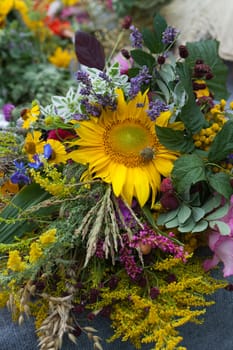 beautiful bouquets of flowers and herbs