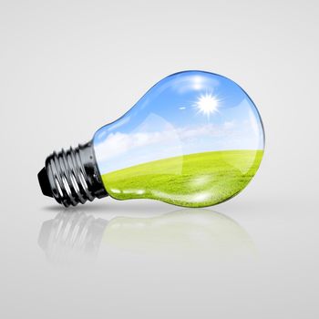 Green energy symbols, ecology concept, light bulb